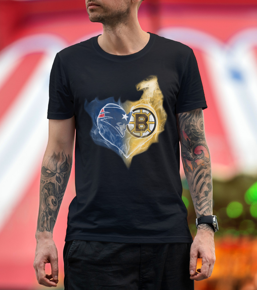 Patriots Bruins Ttk 089 Smoke Heart Fusion T-Shirt