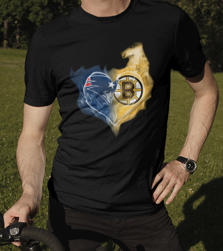 Patriots Bruins Ttk 089 Smoke Heart Fusion T-Shirt