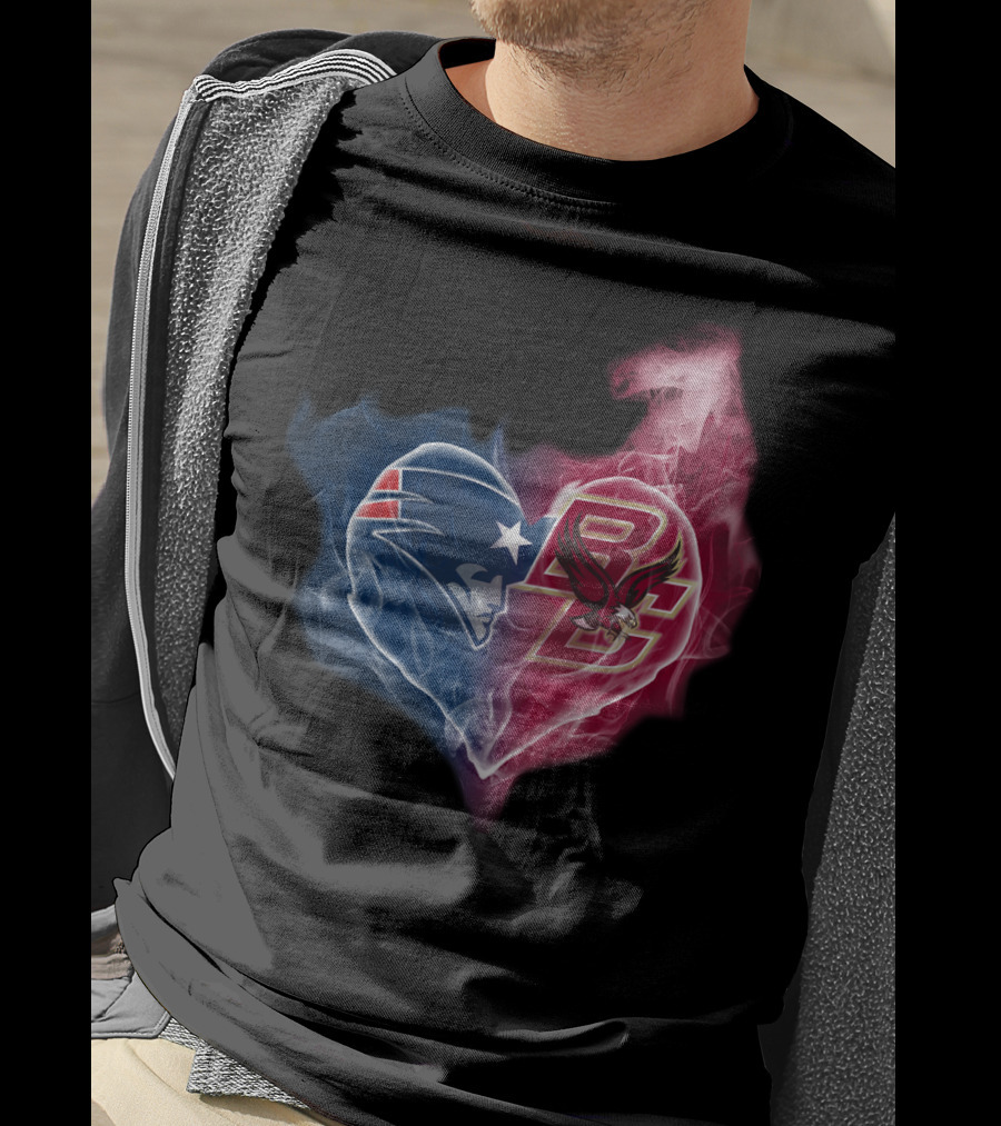 New England Patriots And Boston College Eagles Heart Fusion T-Shirt