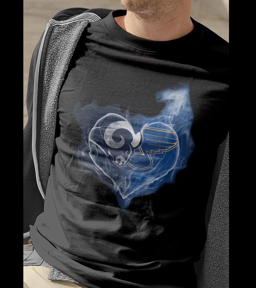 Rams Blues Heart Logo Fusion T-Shirt