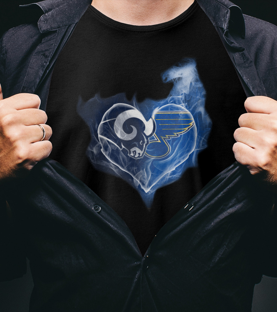Rams Blues Heart Logo Fusion T-Shirt