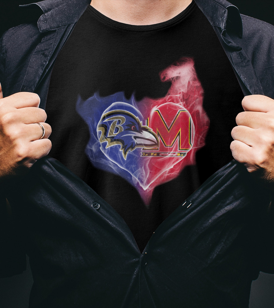 Baltimore Ravens Maryland Terrapins Heart Fusion T-Shirt