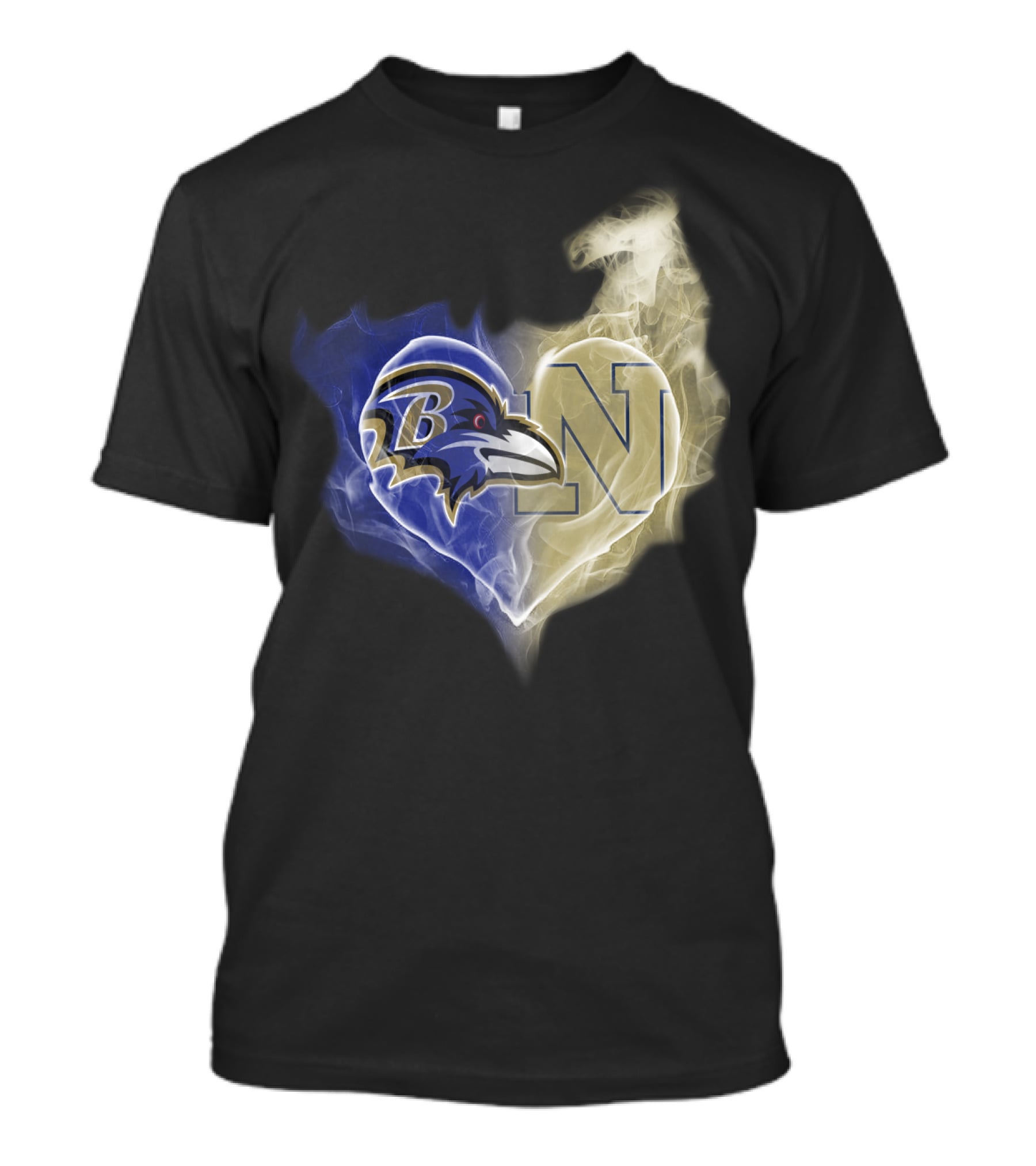 Baltimore Ravens Navy Midshipmen Heart Fusion T-Shirt