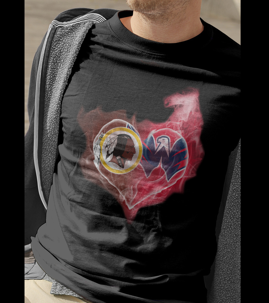 Washington Redskins And Wizards Heart Symbol T-Shirt