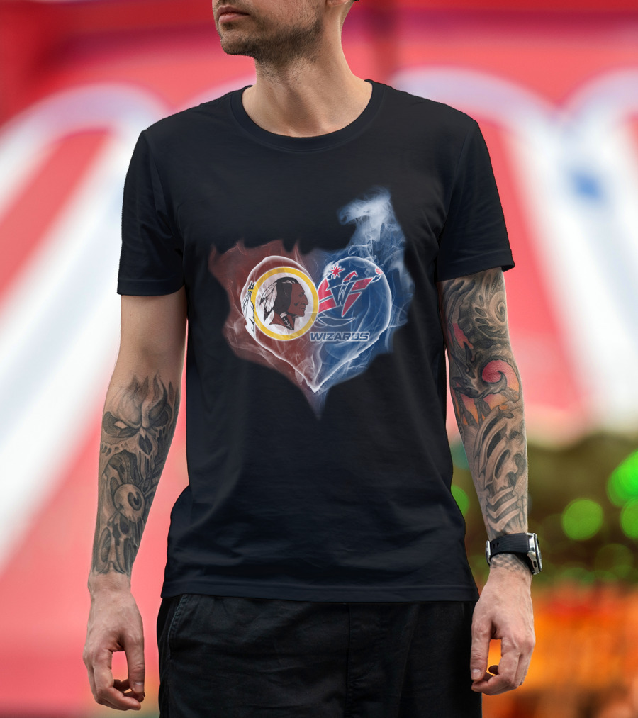 Washington Redskins And Wizards Heart Logo Fusion Ttk T-Shirt