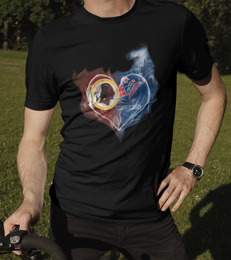 Washington Redskins And Wizards Heart Logo Fusion Ttk T-Shirt