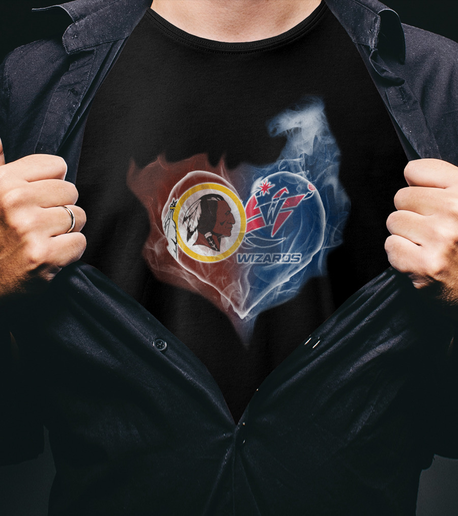 Washington Redskins And Wizards Heart Logo Fusion Ttk T-Shirt