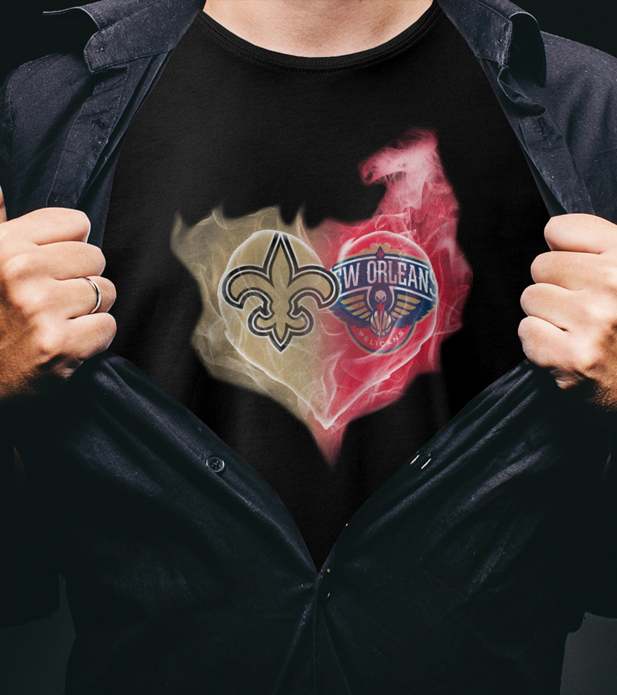 New Orleans Saints Pelicans Heart T-Shirt