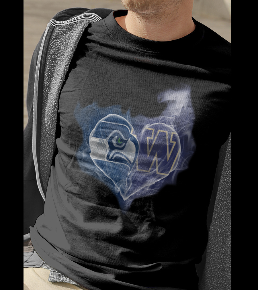 Seattle Seahawks Washington Huskies Heart Smoke T-Shirt
