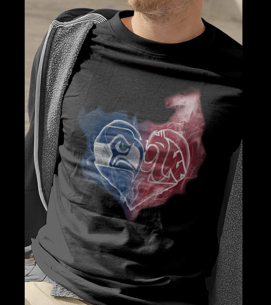 Seahawks Cougars Heart Smoke Collaboration T-Shirt