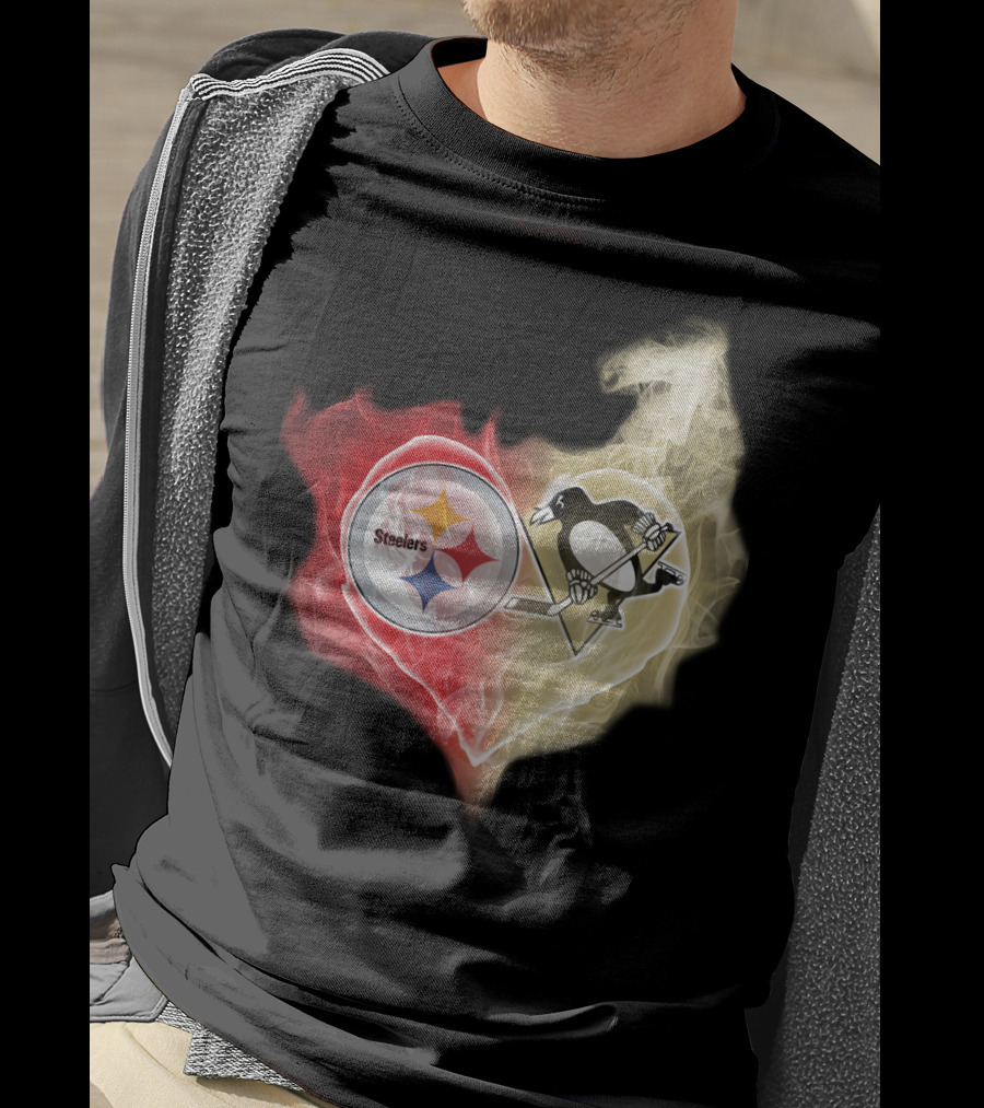 Steelers Penguins Smoke Heart T-Shirt