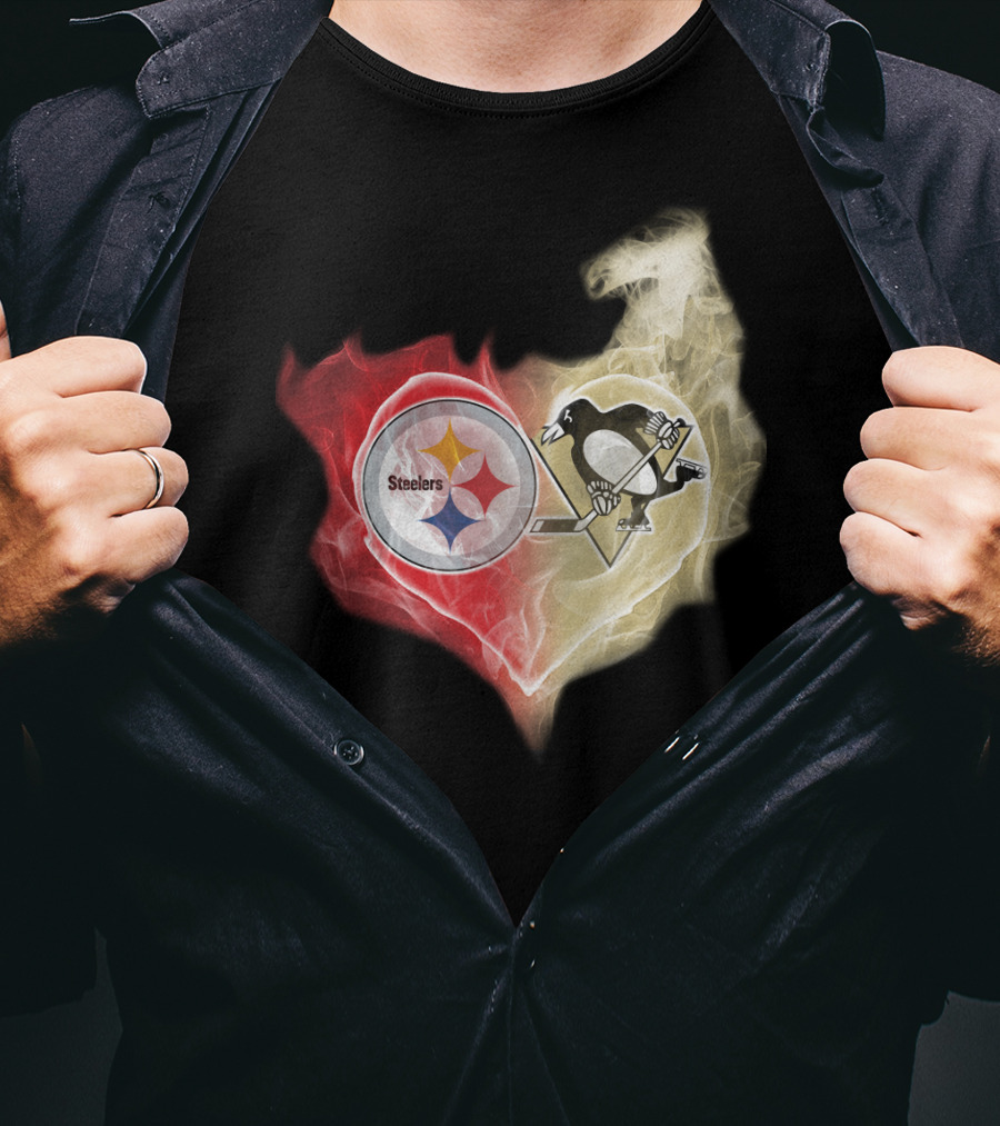 Steelers Penguins Smoke Heart T-Shirt
