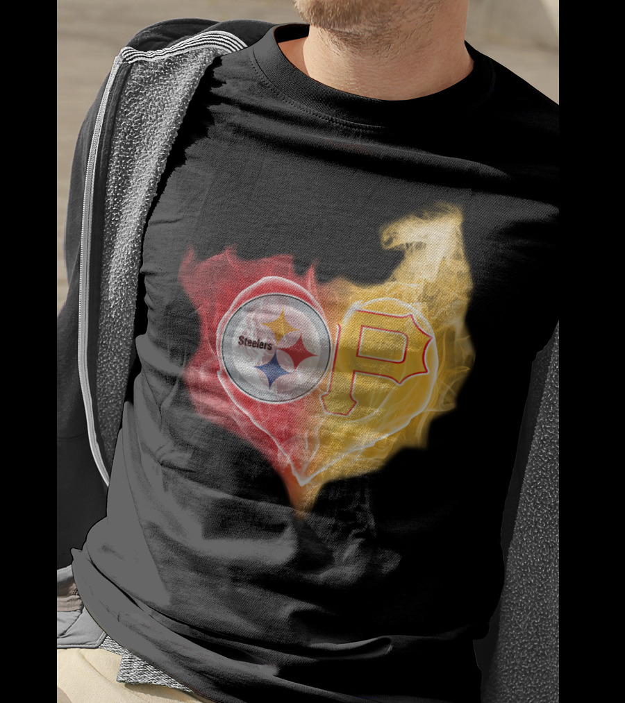 Steelers Pirates Heart Logo T-Shirt