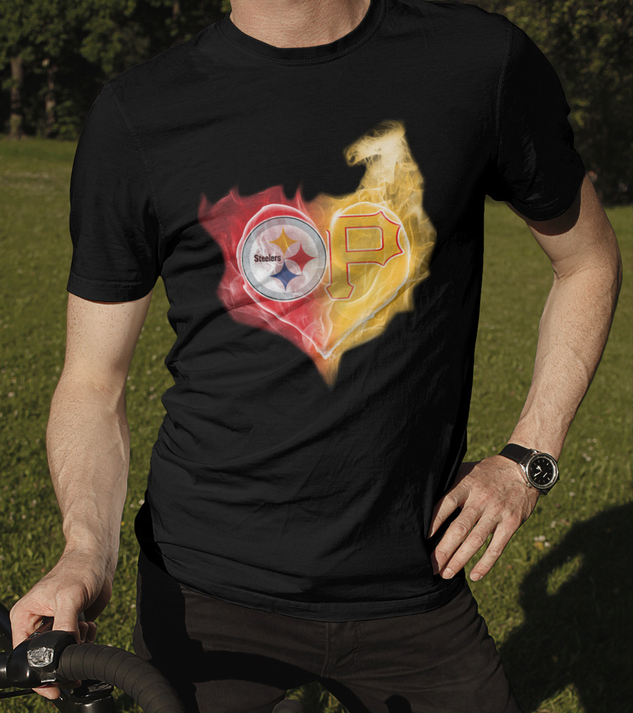 Steelers Pirates Heart Logo T-Shirt