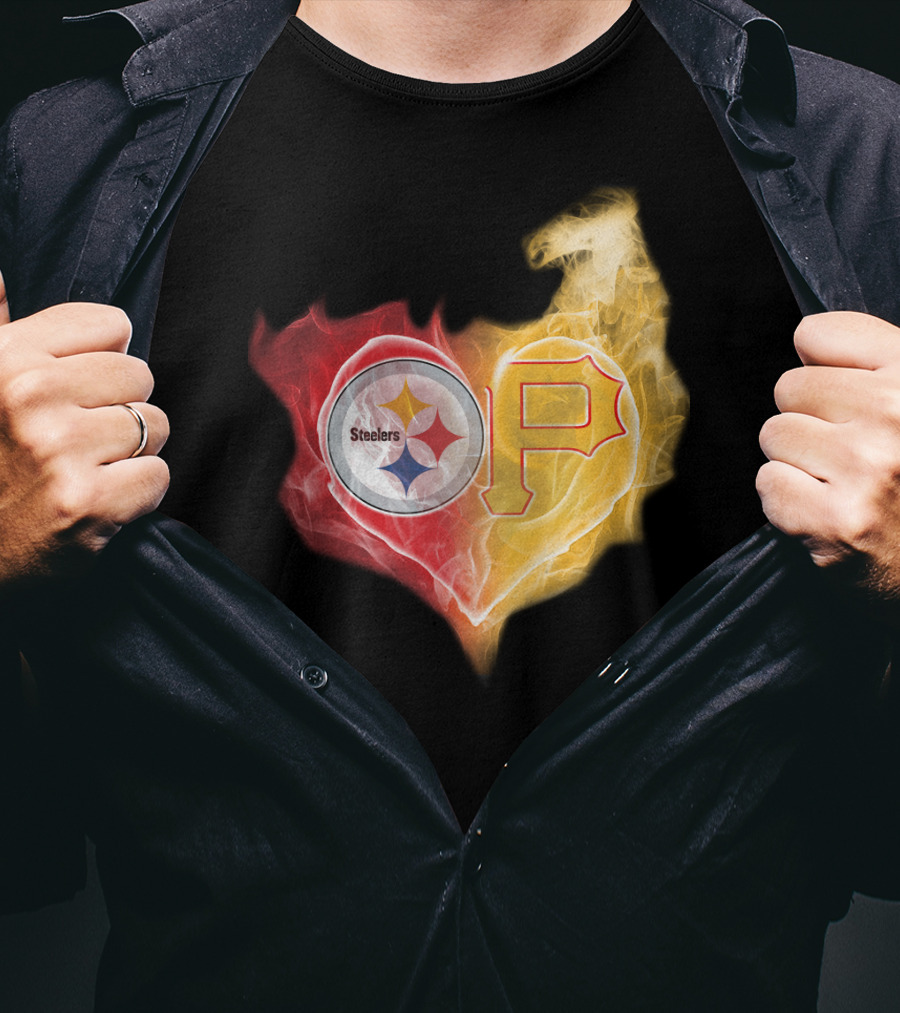 Steelers Pirates Heart Logo T-Shirt