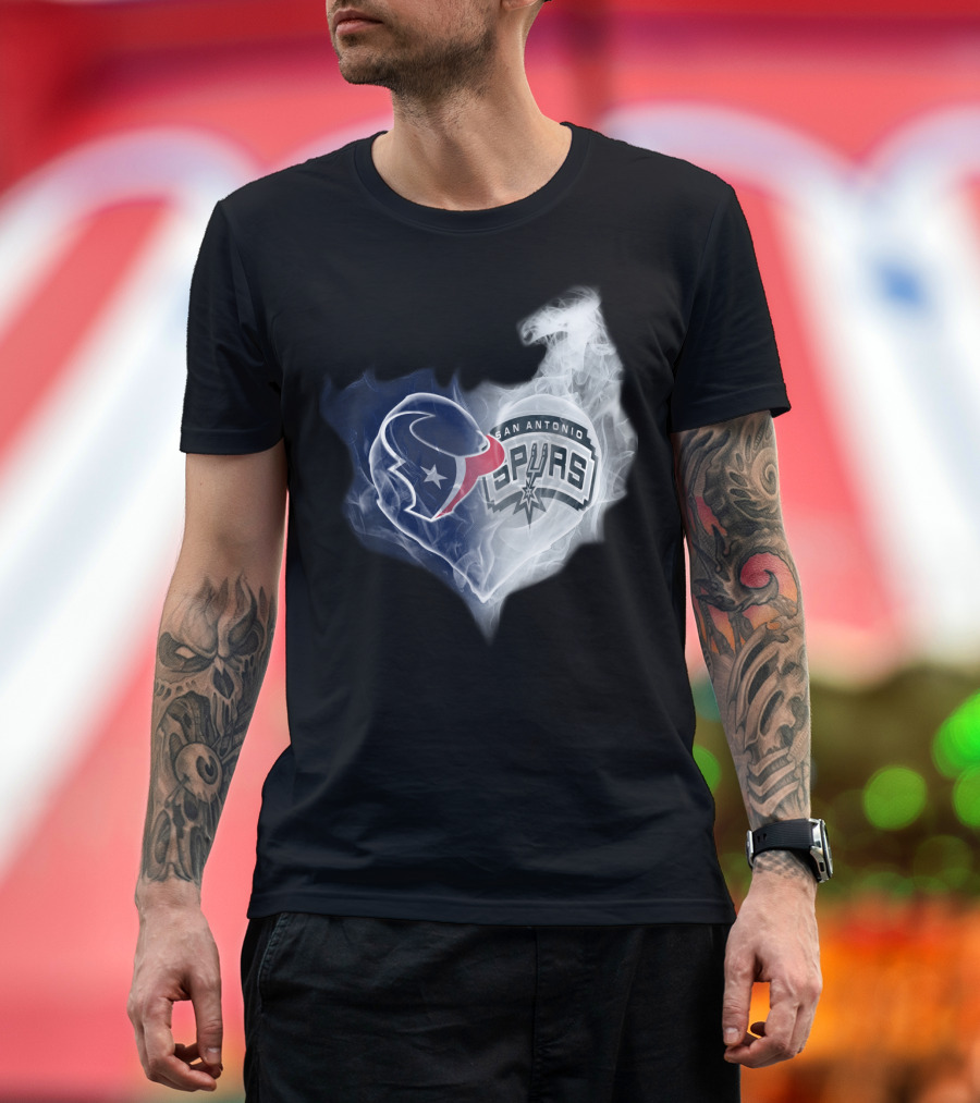 Houston Texans San Antonio Spurs Heart Shape T-Shirt