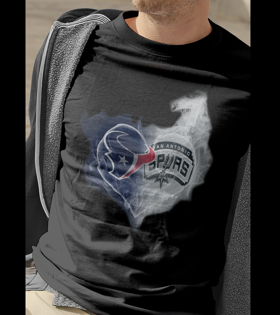 Houston Texans San Antonio Spurs Heart Shape T-Shirt