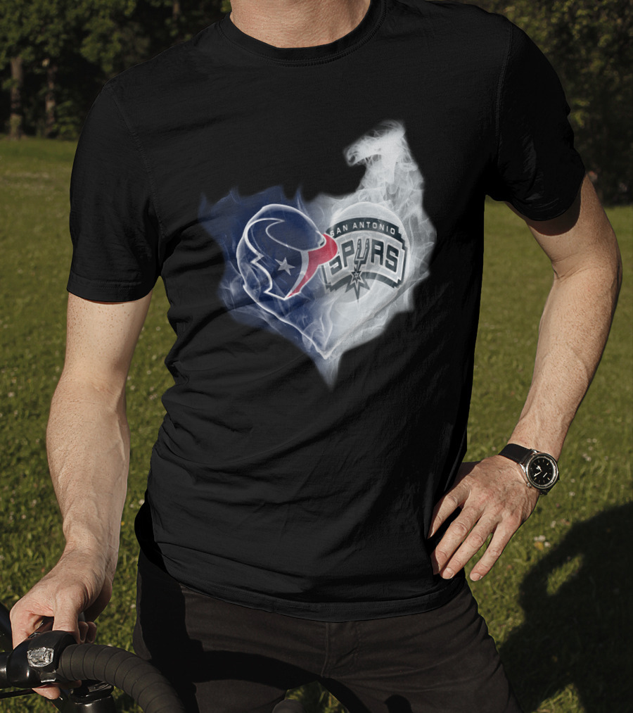 Houston Texans San Antonio Spurs Heart Shape T-Shirt
