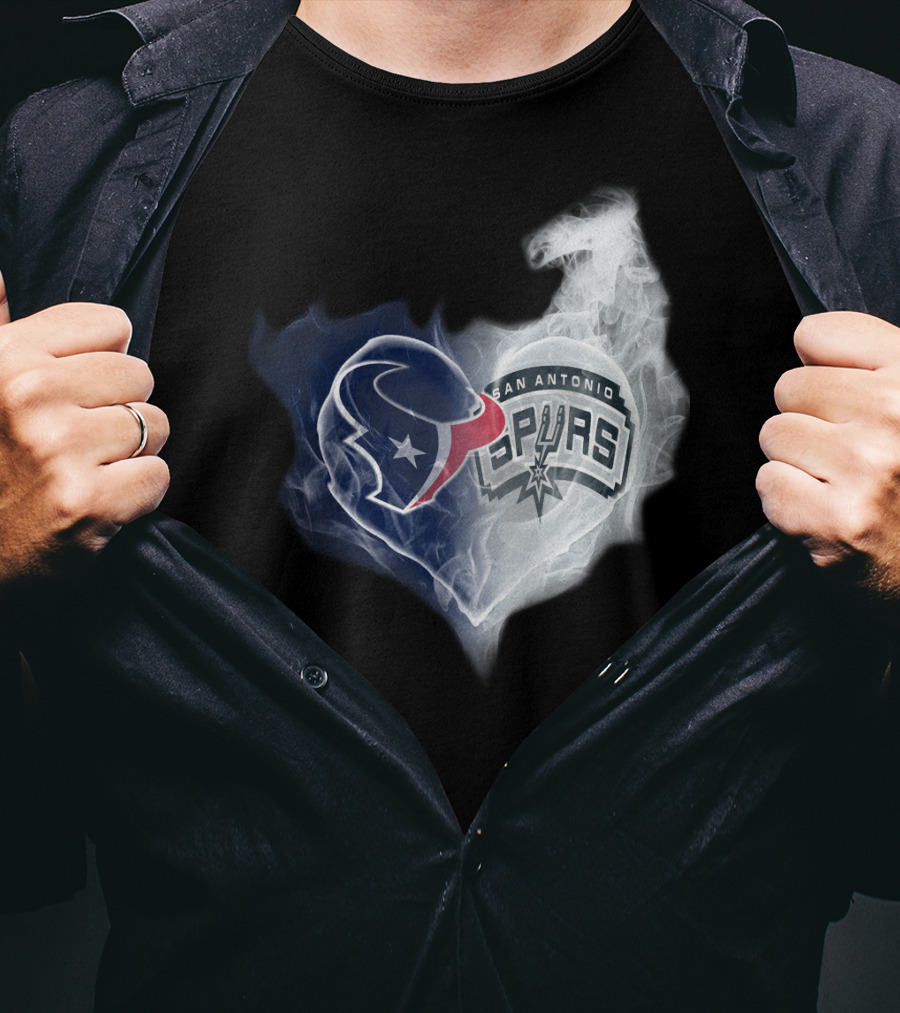 Houston Texans San Antonio Spurs Heart Shape T-Shirt