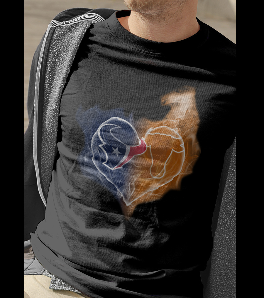 Houston Texans Chicago Bears Heart Smoke T-Shirt