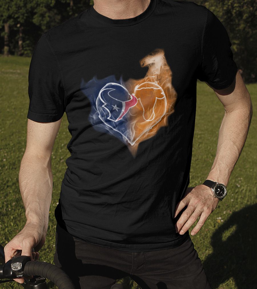 Houston Texans Chicago Bears Heart Smoke T-Shirt