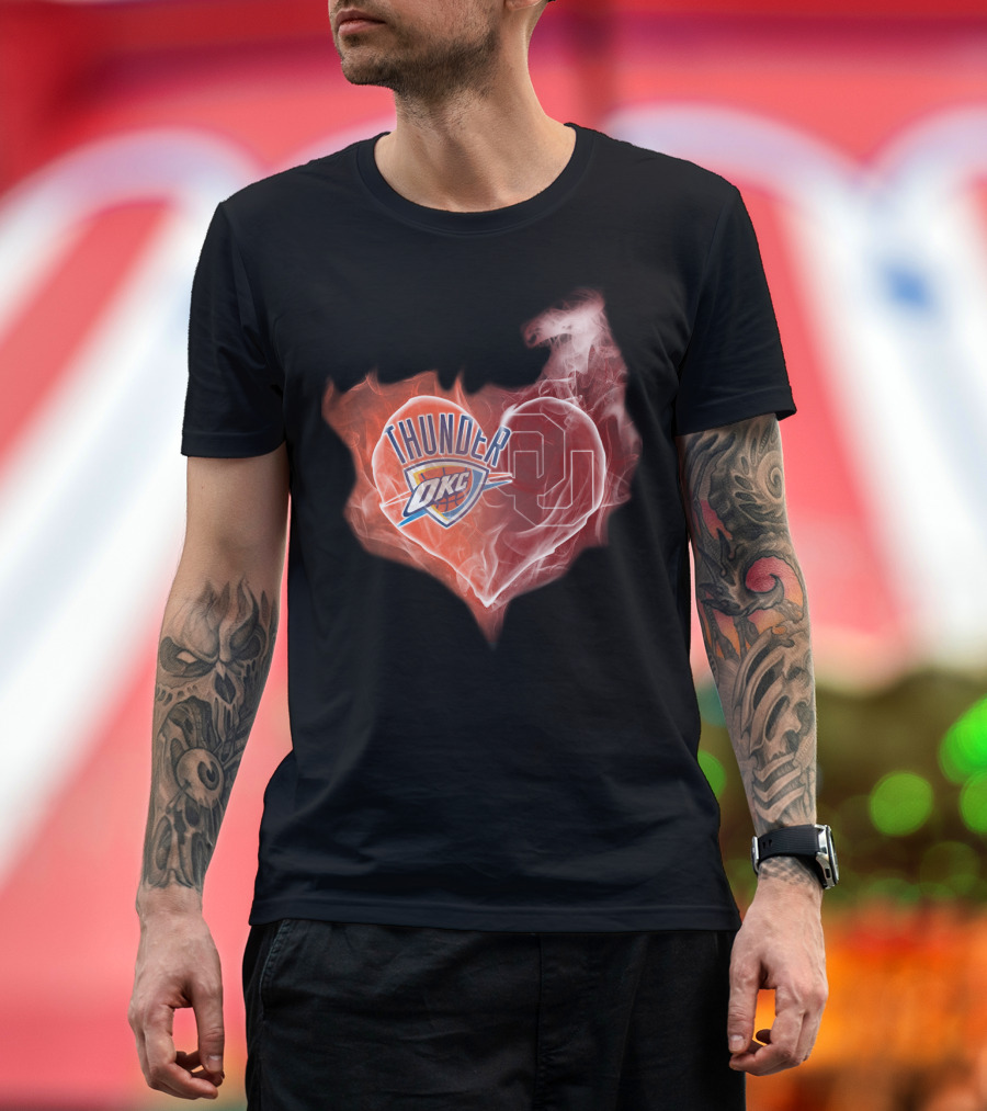 Oklahoma City Thunder Heart Ou Smoke T-Shirt