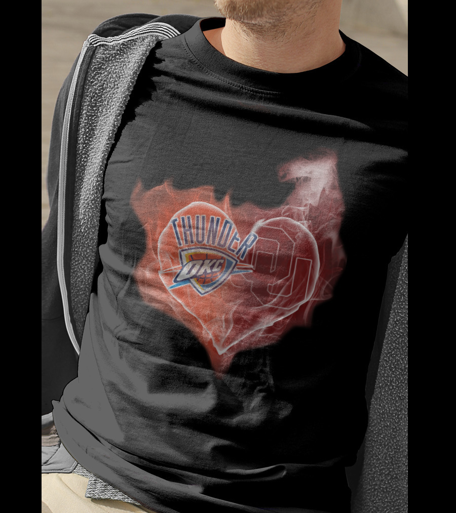 Oklahoma City Thunder Heart Ou Smoke T-Shirt
