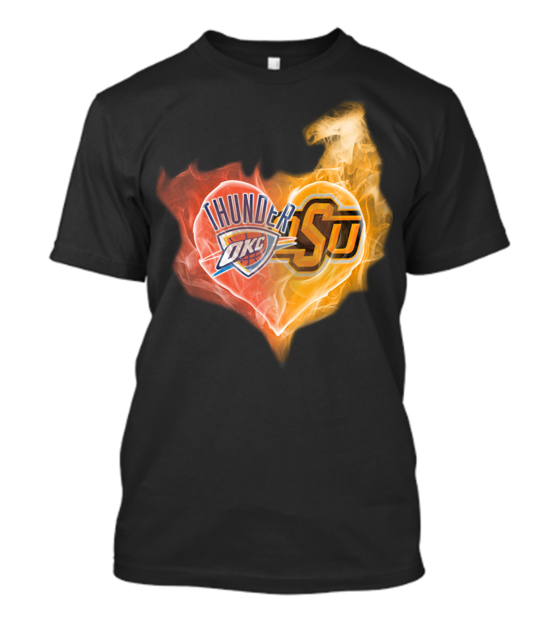 Oklahoma City Thunder Okc Sju Heart Flame T-Shirt
