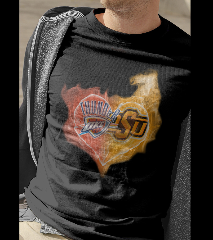 Oklahoma City Thunder Okc Sju Heart Flame T-Shirt