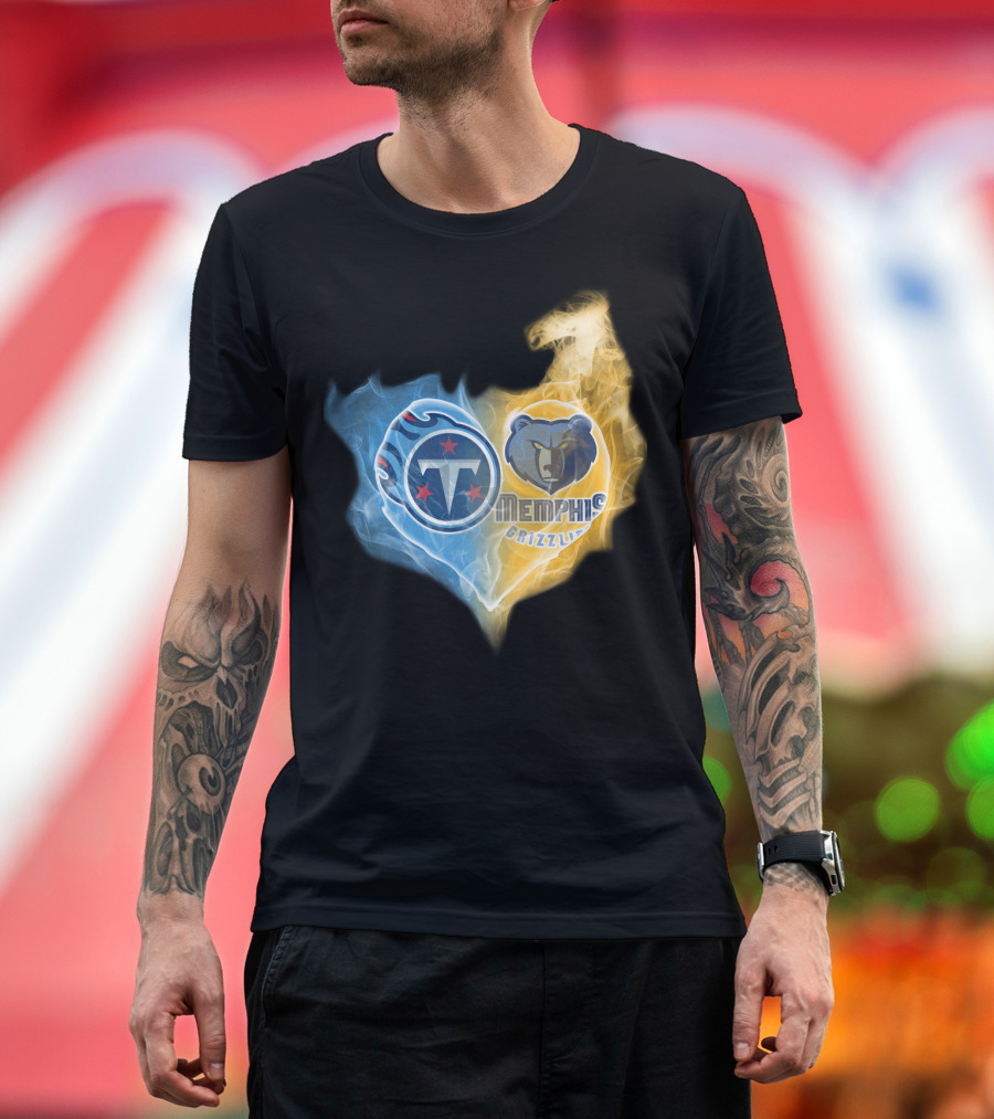 Tennessee Titans Memphis Grizzlies Heart Design T-Shirt