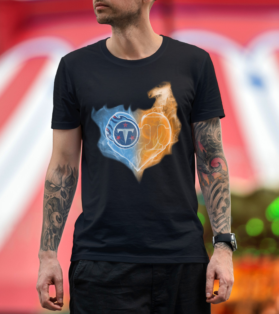 Tennessee Titans Volunteers Heart Flame Fusion T-Shirt