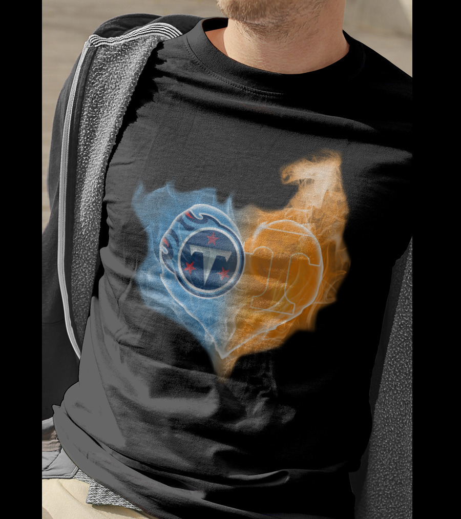 Tennessee Titans Volunteers Heart Flame Fusion T-Shirt