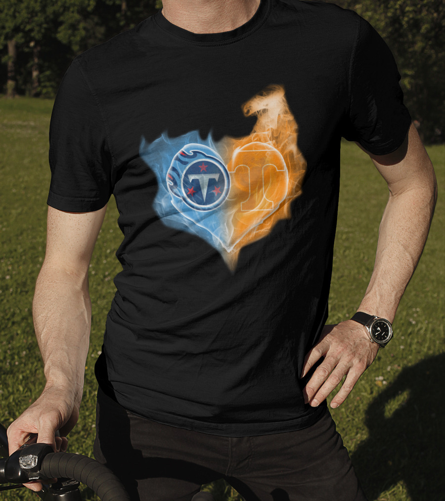 Tennessee Titans Volunteers Heart Flame Fusion T-Shirt