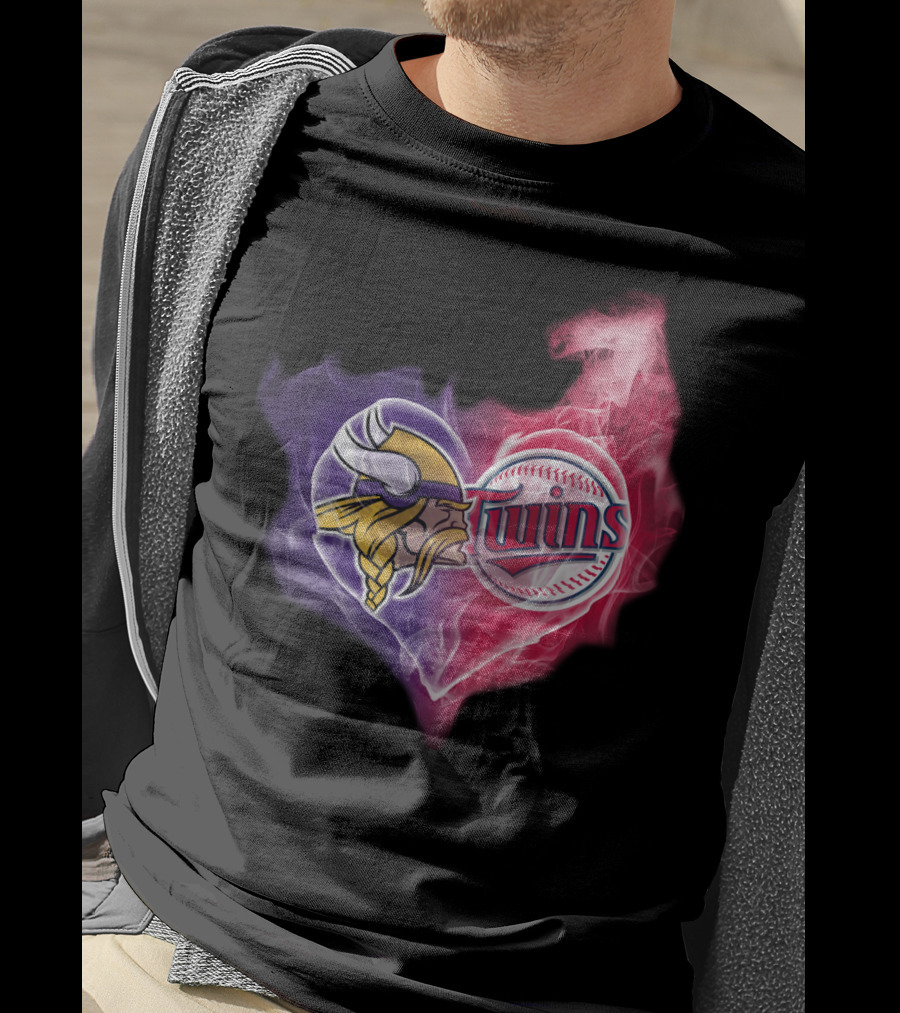 Minnesota Vikings Twins Heart Smoke Unity T-Shirt