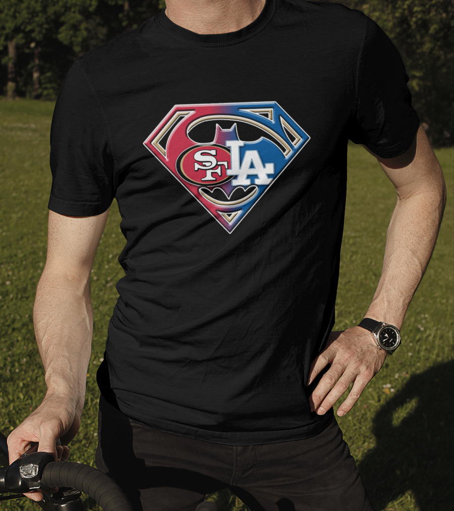 Sf 49ers La Dodgers Bat 002 Superhero T-Shirt