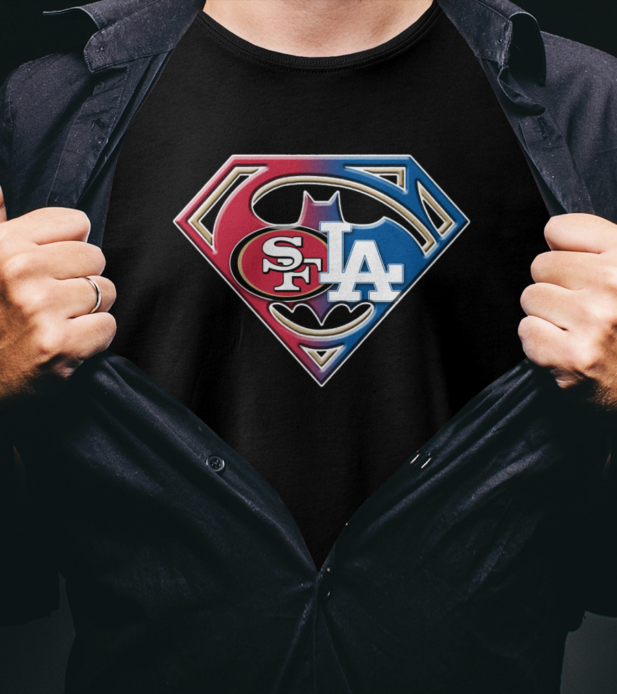 Sf 49ers La Dodgers Bat 002 Superhero T-Shirt
