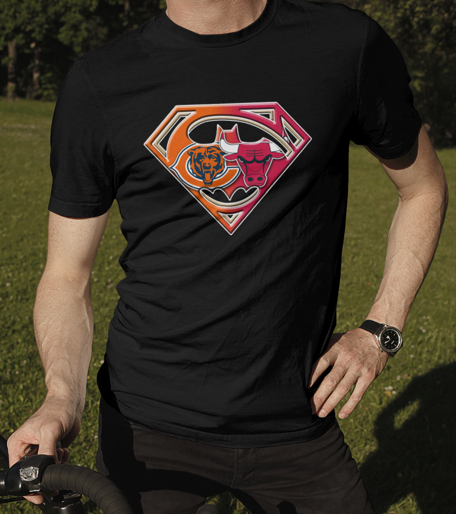 Chicago Bears Bulls Superman Logo Fusion T-Shirt