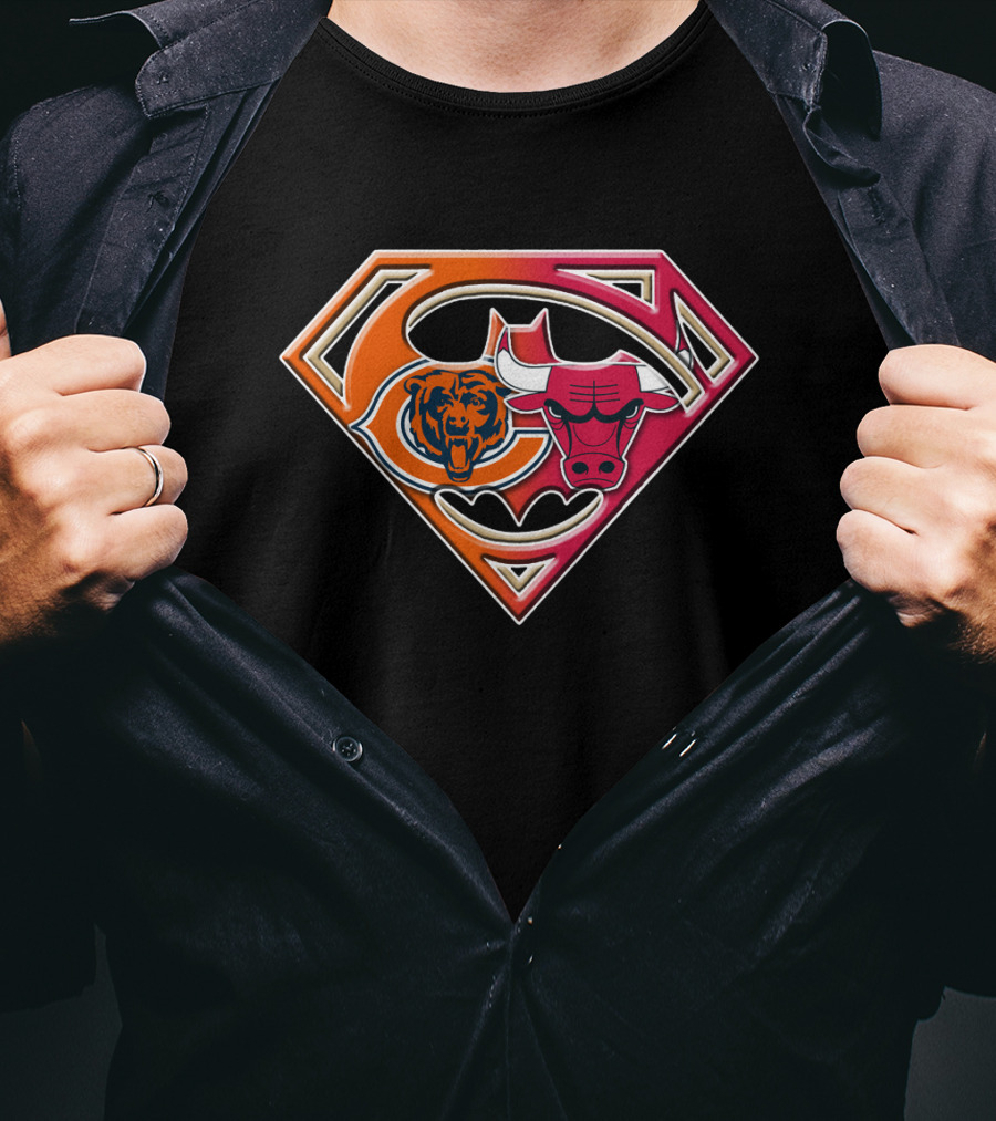 Chicago Bears Bulls Superman Logo Fusion T-Shirt