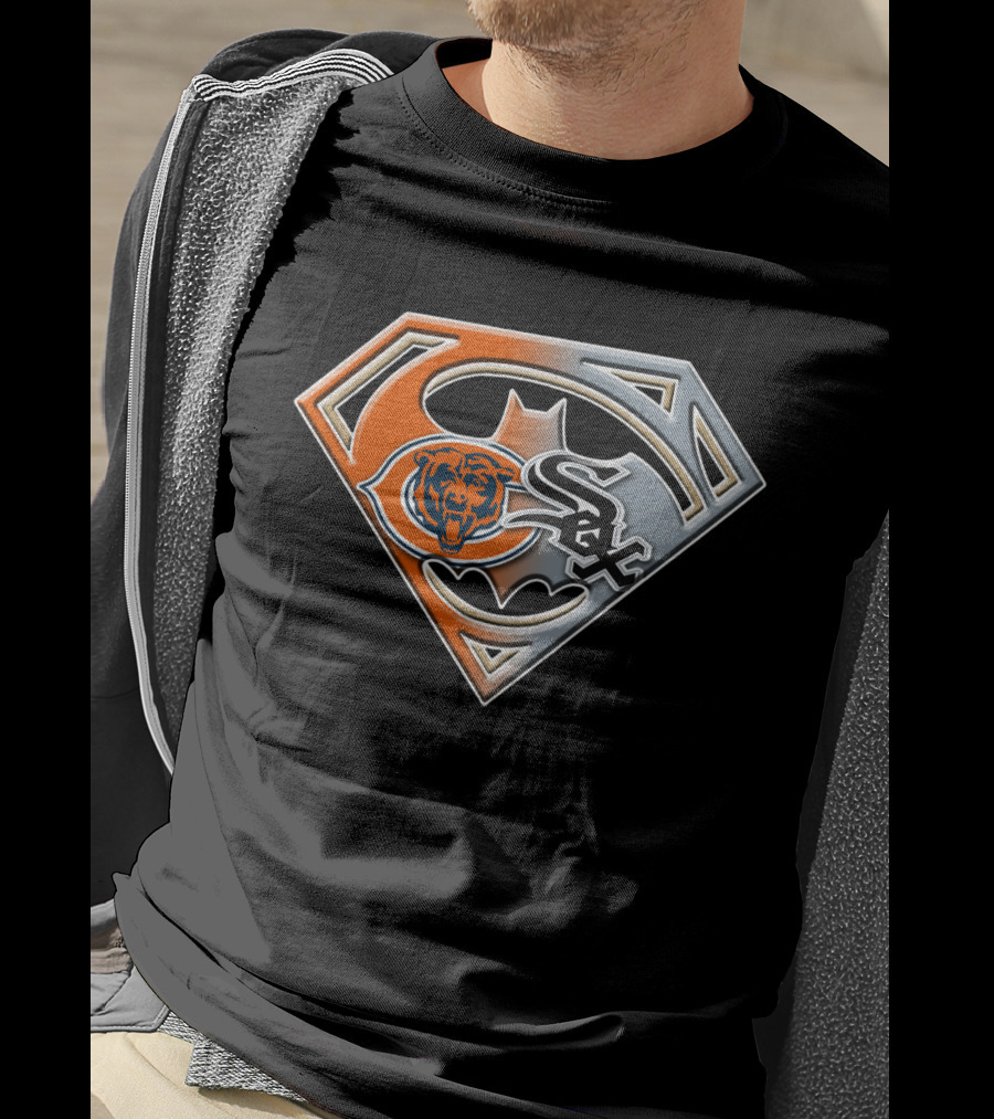 Chicago Bears White Sox Superhero Logo Mix T-Shirt