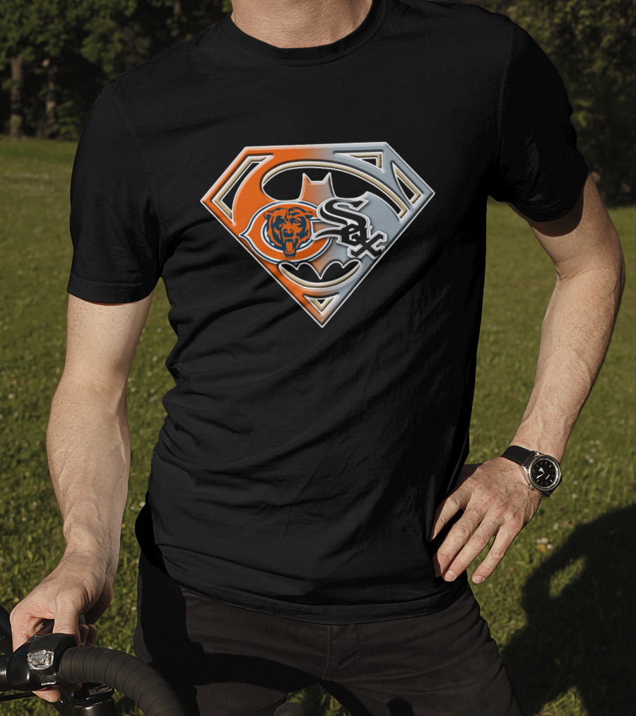 Chicago Bears White Sox Superhero Logo Mix T-Shirt