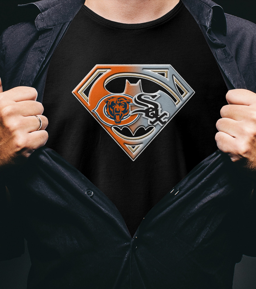 Chicago Bears White Sox Superhero Logo Mix T-Shirt
