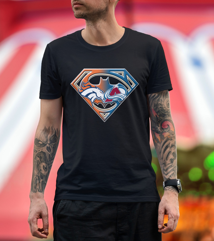 Denver Broncos Colorado Avalanche Batman Superman Logo Bat 016 T-Shirt