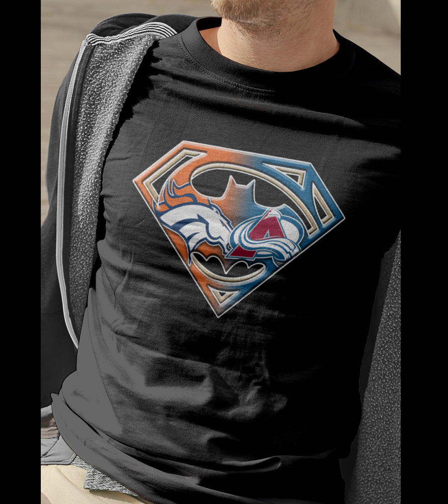 Denver Broncos Colorado Avalanche Batman Superman Logo Bat 016 T-Shirt