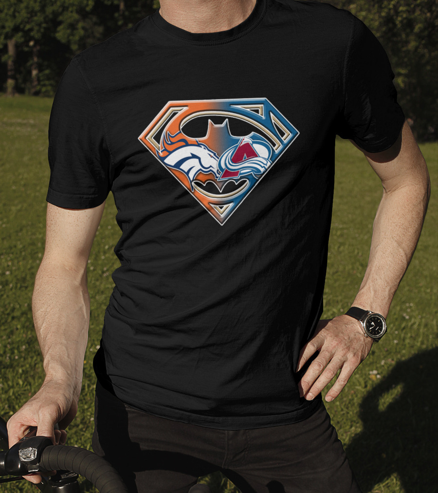 Denver Broncos Colorado Avalanche Batman Superman Logo Bat 016 T-Shirt