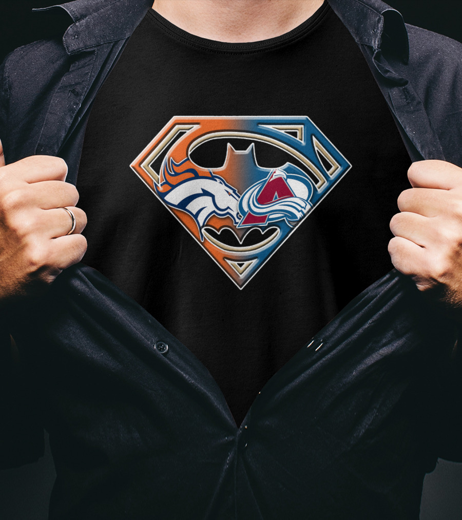 Denver Broncos Colorado Avalanche Batman Superman Logo Bat 016 T-Shirt