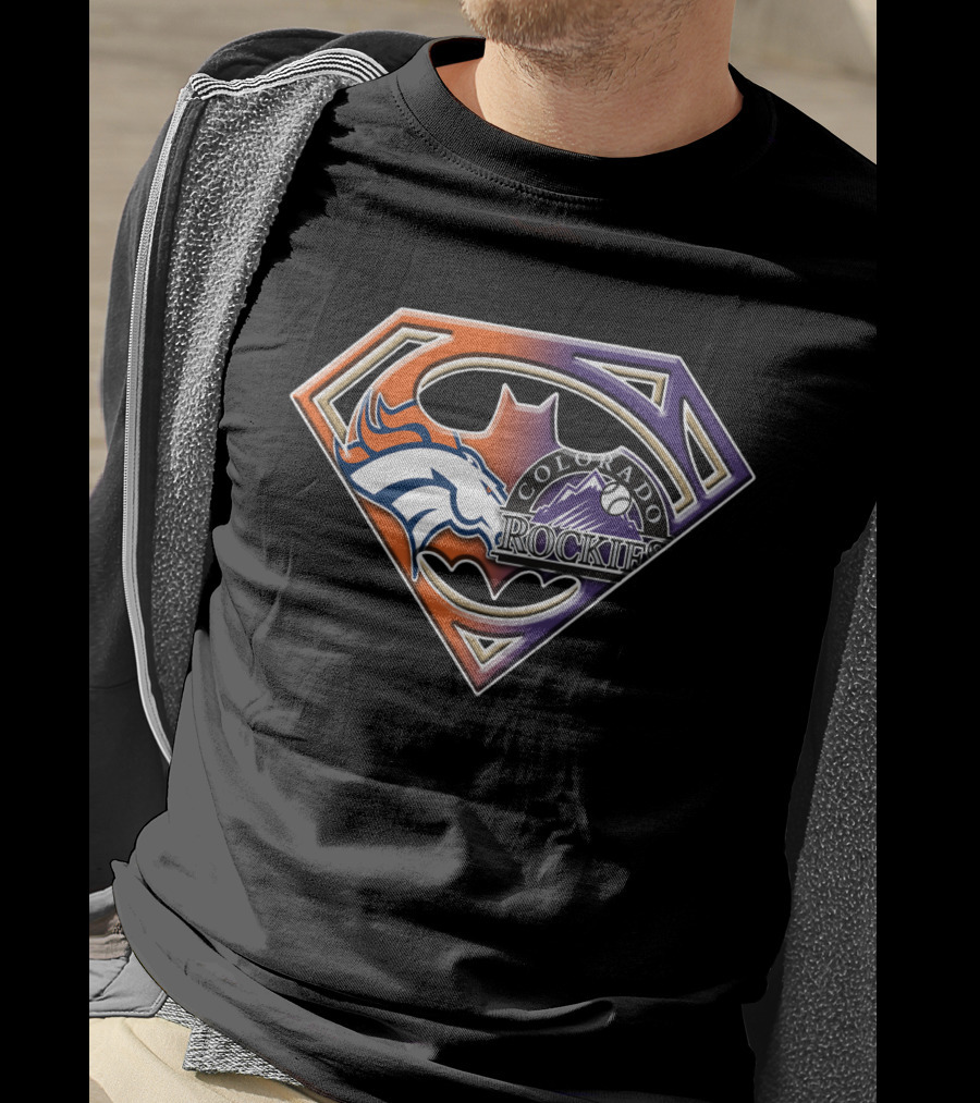Denver Broncos Colorado Rockies Super Logo Fusion T-Shirt