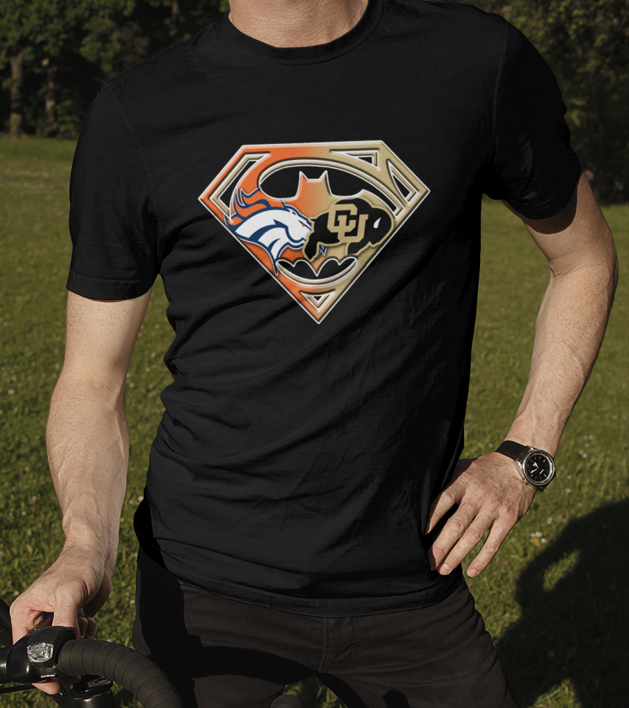 Denver Broncos Colorado Buffaloes Superman Batman Logo Combination T-Shirt