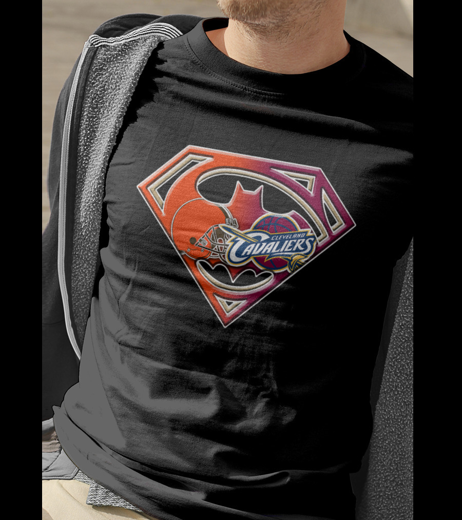 Cleveland Cavaliers Browns Super Bat 021 Logo Fusion T-Shirt
