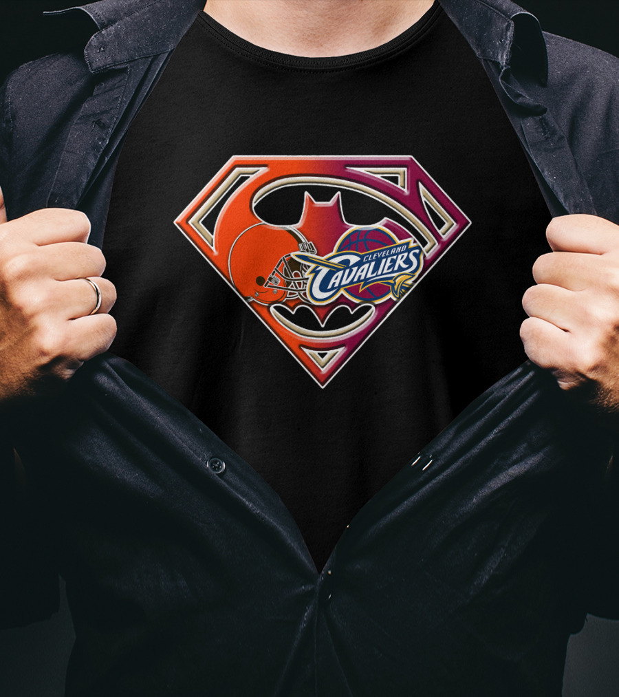 Cleveland Cavaliers Browns Super Bat 021 Logo Fusion T-Shirt