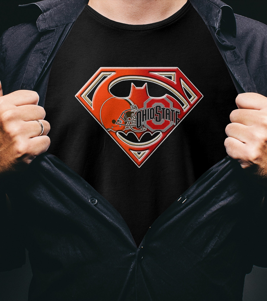 Ohio State Superman Batman Browns Logo Bat T-Shirt